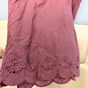 Ann Taylor Mauve Eyelet Hem Linen pants